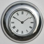 Metamec spun Aluminium Clock with white Roman dial