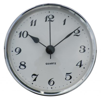 85mm Insertion Clock White Arabic Silver Bezel