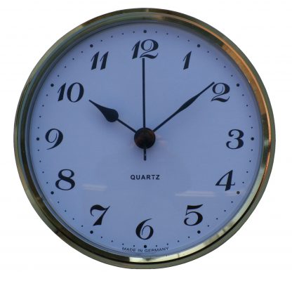 65mm Insertion Clock White Arabic Brass Bezel