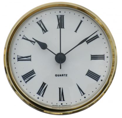 85mm Insertion Clock White Roman Brass Bezel