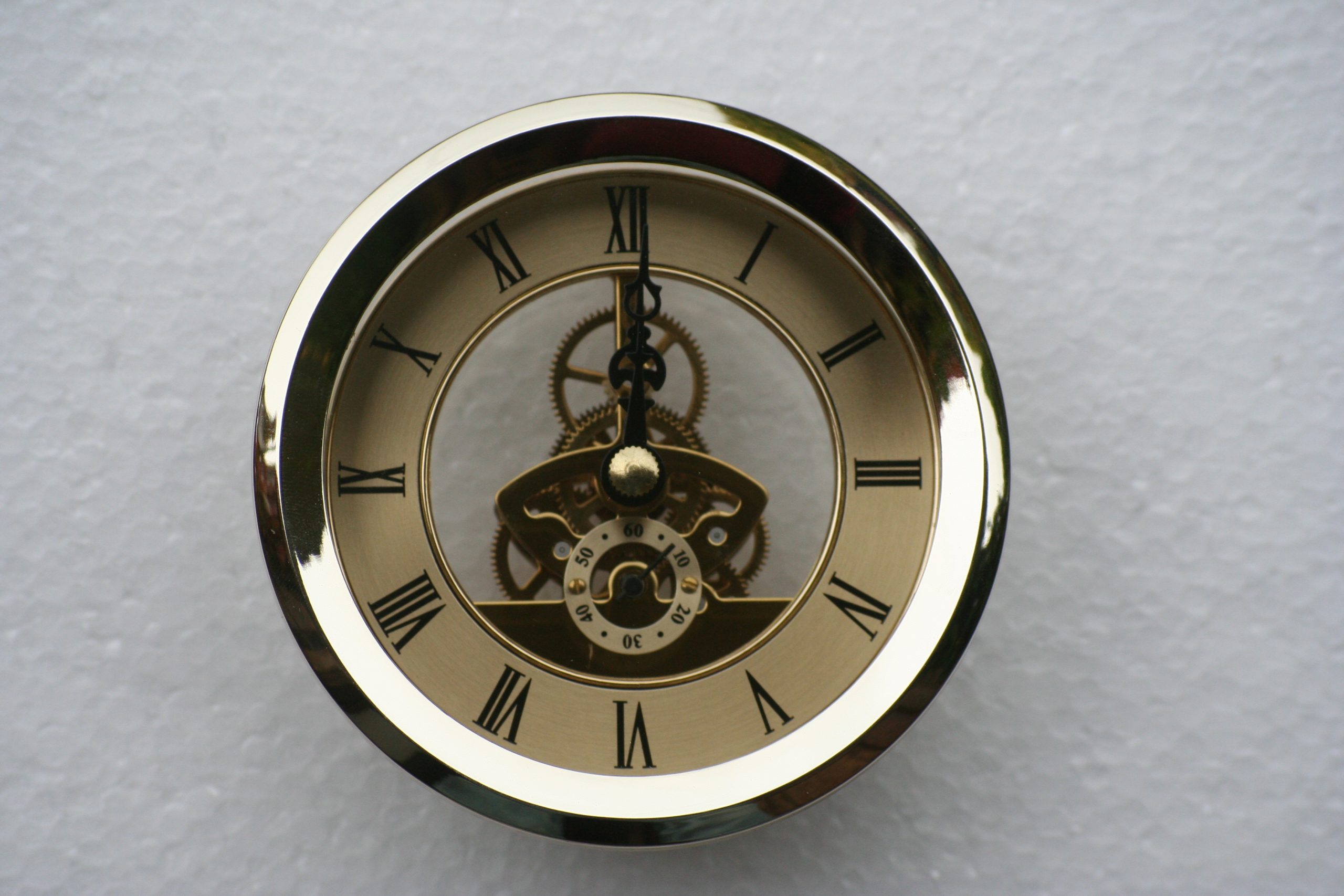 brass finish. Skeleton Clock 149mm diameter quartz insertion 